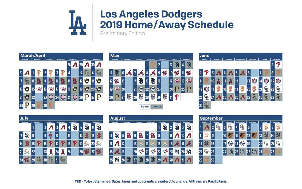 Dodgers announce 2019 preliminary schedule | Think Blue LA