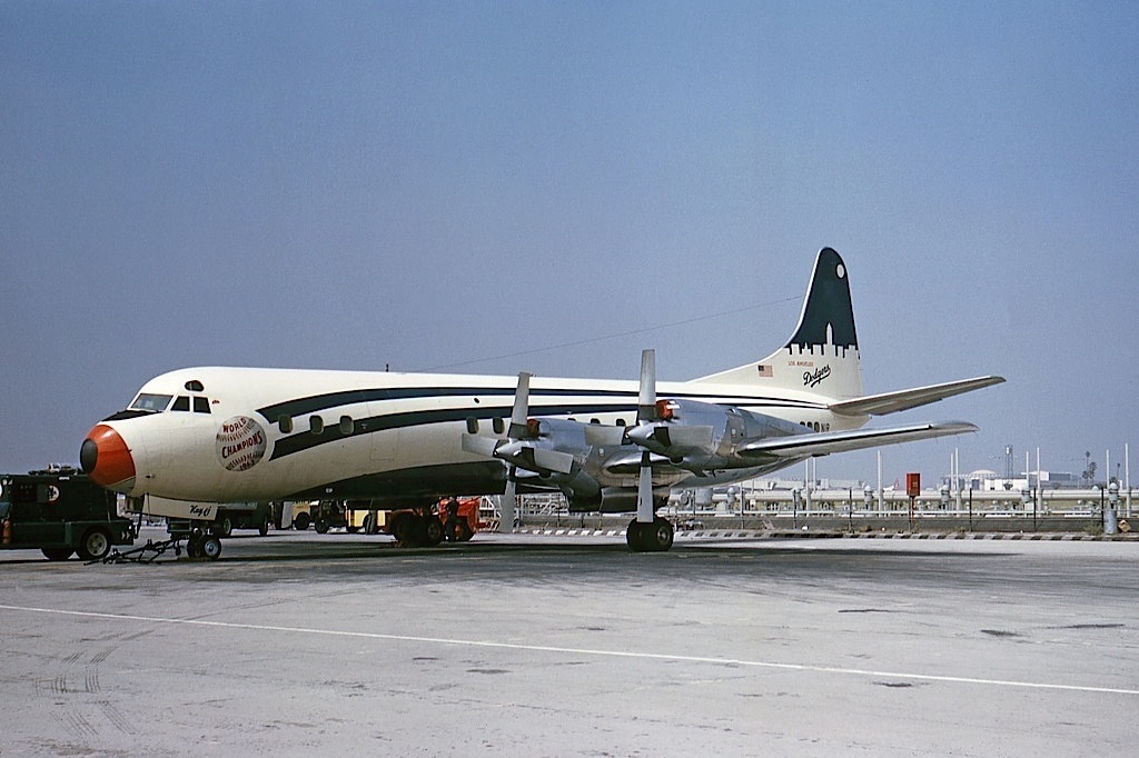 O'Malley finally took delivery of his Lockheed Electra II in November of 1961. The "Kay-O" was by far the Dodgers favorite aircraft and remained in service until 1970. (Photo credit Jon Proctor)