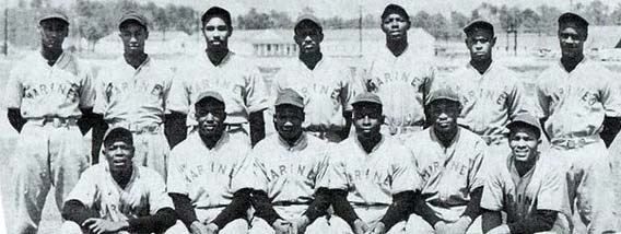 While in the Marines, Bankhead player for the Montford Point Marines baseball team.(Photo courtesy of commandposts.com)