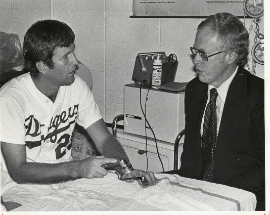 "Let's do it" said former Dodger pitcher Tommy John after Dr. Jobe discussed the uncertainty of the procedure to him.(Photo courtesy of the Dodgers)