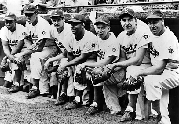 The Boys of Summer - Jackie Robinson, Don Newcombe, Preacher Roe, Roy Campanella, Pee Wee Reese, Gil Hodges and Duke Snider (AP photo)