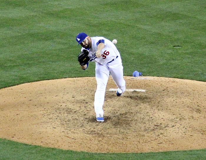 Liberatore was completely unaware that he had set a new Dodgers franchise record with his 24th consecutive scoreless outing on Saturday evening. "I didn't know what {Yasmani Grandal] meant, and it seemed like a really weird thing to say in that situation," said Liberatore. "I'm getting pulled and the guy says, 'Congratulations.'" (Photo credit - Ron Cervenka)