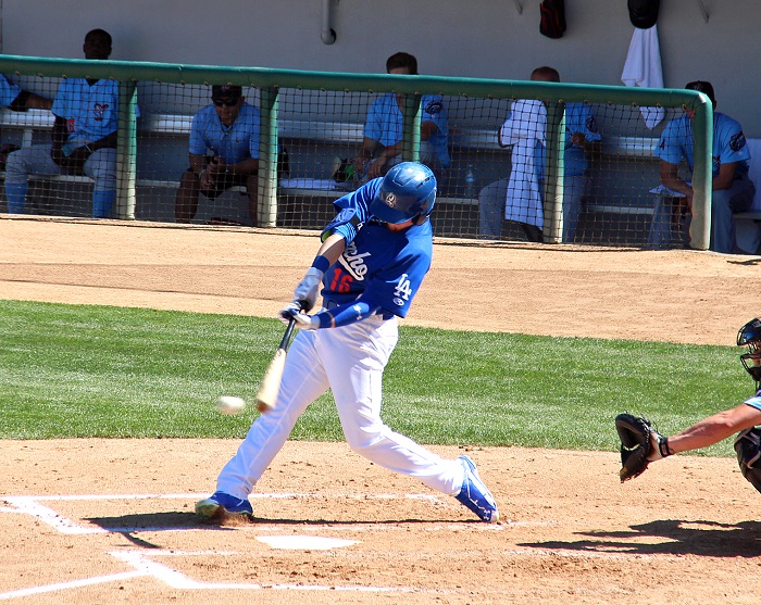 Even at only 20 years old, Dodgers 2015 second-round draft pick Alex Verdugo is quickly making his way through the Dodgers farm system and could very well be MLB-ready by the 2017 season. (Photo credit - Ron Cervenka)
