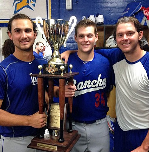 Oaks (center) will soon be joining his close friends Chase De Jong (left) and Scott Barlow at Double-A Tulsa. (Photo courtesy of @ChaseDeJong )