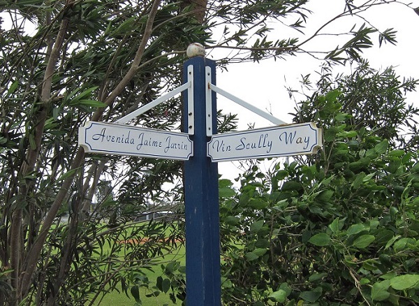 Although Scully and fellow Hall of Fame broadcaster Jaime Jarrin have has streets named after them at Dodgertown in Vero Beach for years, to this point they neither has in the city of Los Angeles. (Photo credit - Ron Cervenka)