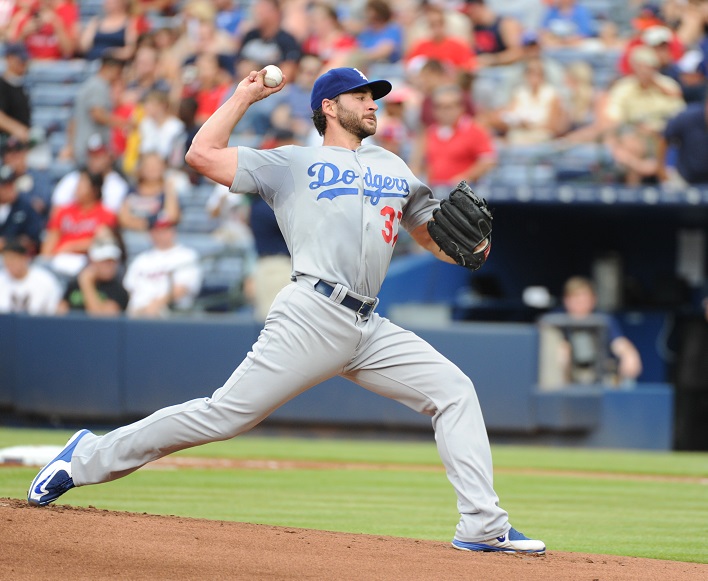 After making two starts with the Dodgers in 2015, it appeared that right-hander Brandon Beachy may have come back a bit too soon from his second Tommy John surgery and was sent back down to the minor leagues. (Photo credit - Jon SooHoo)