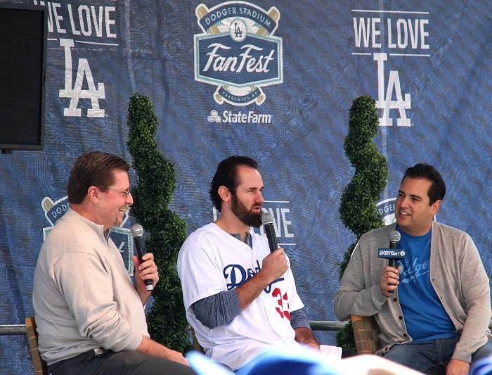 DodgerTalk Radio co-hosts Kevin Kennedy and David Vassegh will once again be handling most of the on-stage player interviews at FanFest 2016. (Photo credit - Ron Cervenka(