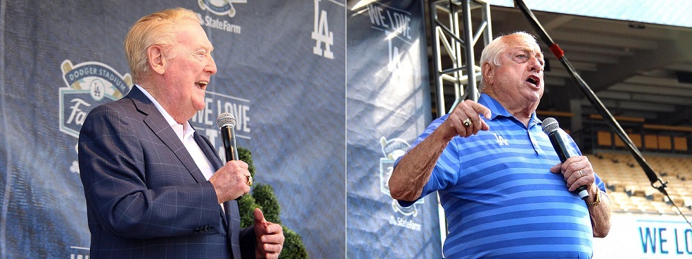 Nobody can fire up a FanFest crowd like these two guys. (Photo credit - Ron Cervenka)