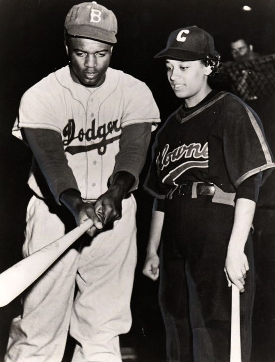 Connie Morgan with Dodger legend Jackie Robinson. (AP photo)