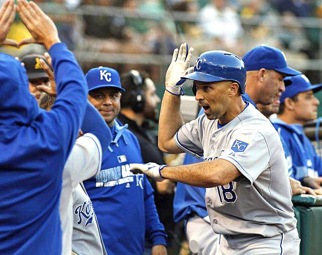 Although Ibanez was excluded from the Royals' playoff roster in 2014, his players-only meeting on September was a turning point for the eventual World Series runners-up. (Photo credit - George Nikitin)