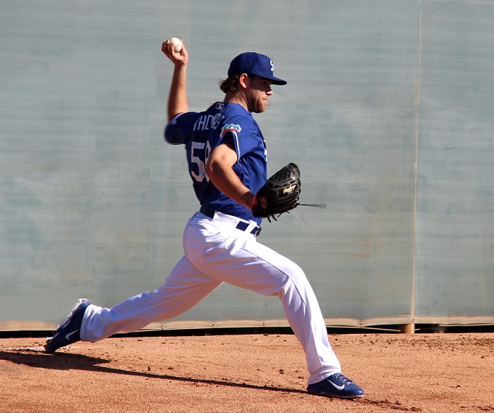 Of all the relievers in big league camp, only Louis Coleman had better numbers than Kershaw lookalike Ian Thomas and only fractionally. (Photo credit - Ron Cervenka)