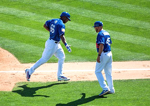 Within minutes of the announcement that Puig would receive no disciplinary action for his alleged domestic violence incident, he slugged his first home run of the spring. (Photo courtesy of LA Dodgers)