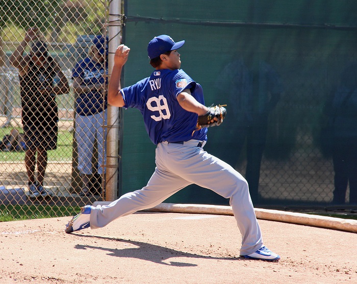Depending on how Ryu feels on Sunday after throwing a 35-pitch bullpen session on Saturday will give the Dodgers a better understanding of where he stands regarding his return to action. (Photo credit - Ron Cervenka)