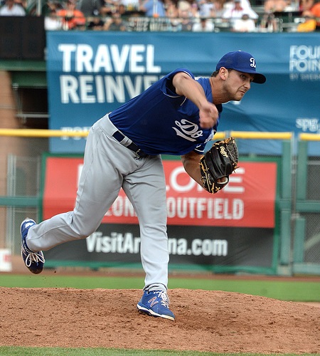 De Jong made two appearances for the Dodgers in his first major league spring training camp allowing only two runs on two hits in his 4 innings of work. He is leaving big league camp with an impressive .154 batting average against. (Photo credit - Jon SooHoo) 