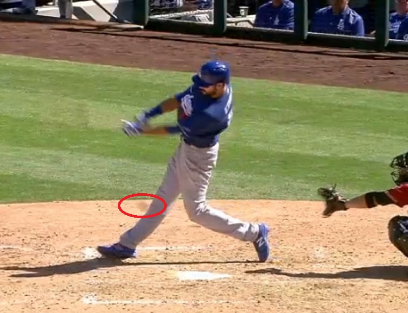 Ethier left zero doubt that he was in excruciating pain after fouling a ball off of his right leg just below the knee. (Video capture courtesy of MLB.com) 