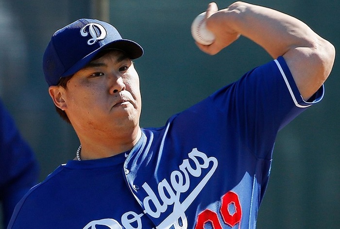 Ryu said that he felt good after his 20-pitch bullpen session on Tuesday. The next morning Dodgers manager Dave Rpberts said that he doesn't expect Ryu to start even one spring training game and had no idea when he might return to the Dodgers rotation - if at all. (Photo credit Ross D. Franklin)