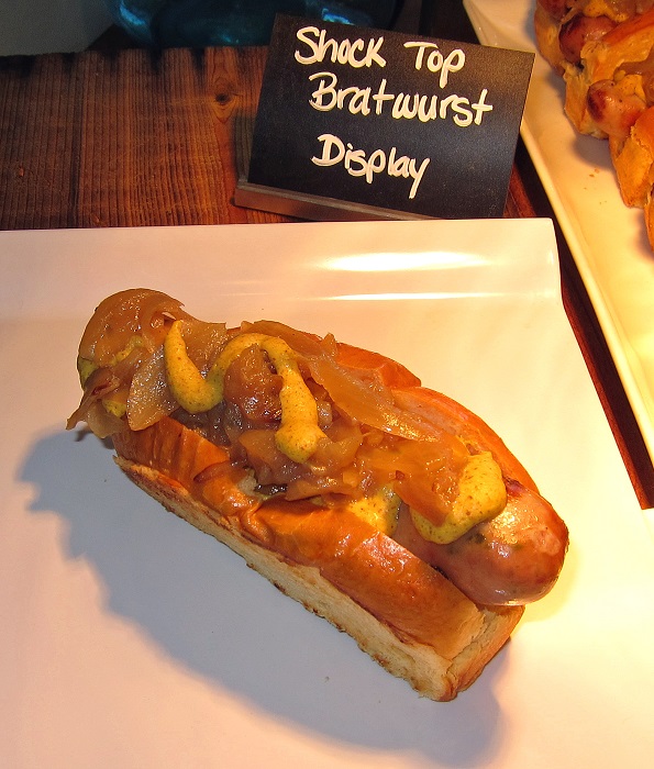 The Shock Top bratwurst was, hands down, my favorite new menu item for 2016. It comes in a spicy version and a regular version (I had the spicy). (Photo credit - Ron Cervenka)