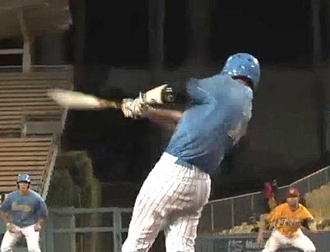 Brown's fourth-inning RBI double in the 2012 Dodger Stadium College Baseball Classic proved to be the eventual game-winner for the UCLA Bruins over their crosstown rivals USC Trojans. (Video capture courtesy of UCLA TV)