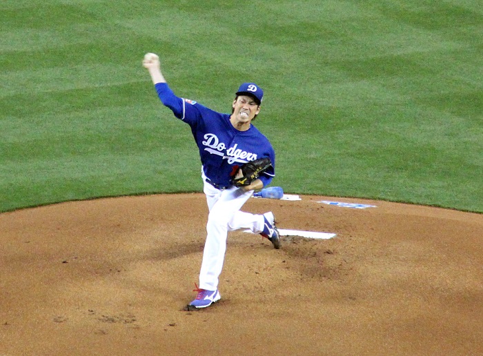 Maeda said that the highlight of his final spring training start was pitching in front of the Dodger Stadium crowd. (Photo credit - Ron Cervenka)