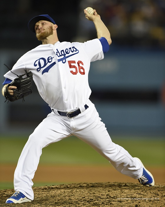 After a rough start, veteran left-hander J.P. Howell appears to be back to his old self. He credits Kenley Jansen for the bullpen's recent success. (Photo credit - Jon SooHoo)