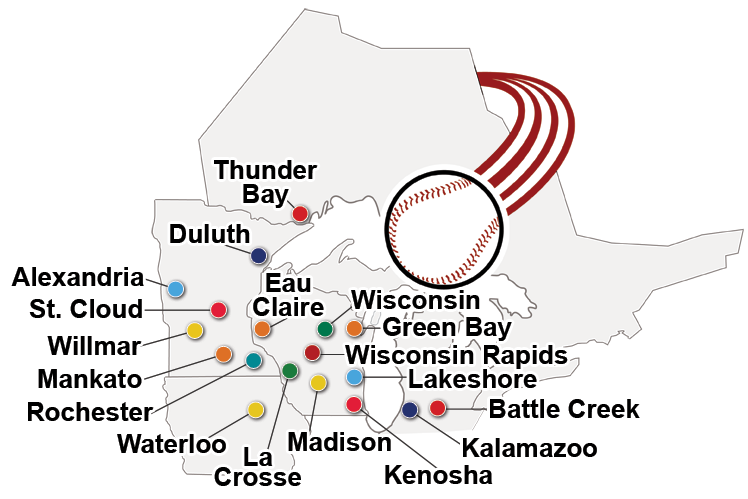 Northwoods League Map (Image courtesy of northwoodsleague.com)