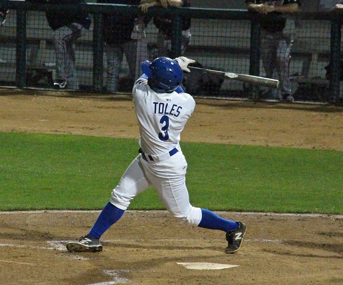 In his 22 games with the Rancho Cucamonga Quakes, Toles hit .370 with eight doubles and two triples. He also stole nine bases in 12 attempts. (Photo credit - Ron Cervenka)