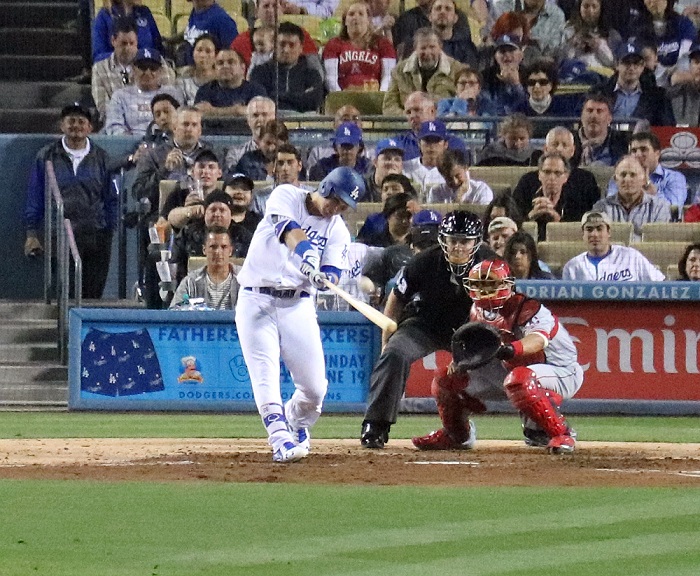 Pederson's two-run blast in the fourth inning proved to be the difference maker in the Dodgers 5-1 win over the Angels on Tuesday night. He added a solo shot in the eighth inning just for good measure. (Photo credit - Ron Cervenka)