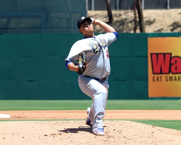 During his June 12 rehab outing with the Advanced Single-A Rancho Cucamonga Quakes, Ryu fastball velocity was noticably down - the first indication that something wasn't right with the hard-throwing left-hander. (Photo credit - Ron Cervenka)
