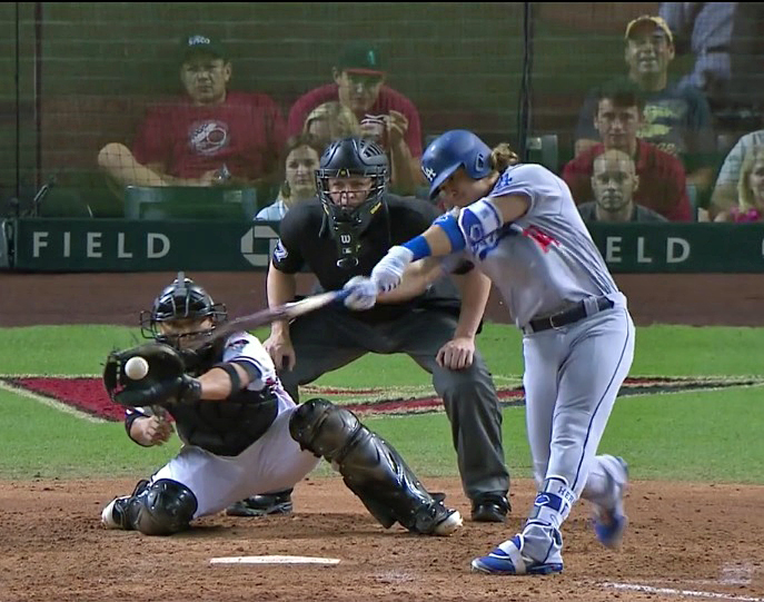 With the bases loaded and on out in the top of the eighth inning, Hernandez struck out on three pitches - including this third one that was a foot off the plate. (Video capture courtesy of SportsNet LA)