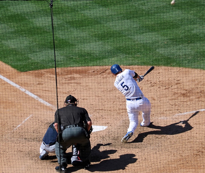 For the second time in three day Dodgers rookie shortstop Corey Seager had a multi-home run game on Sunday. He leads the team in batting average (.286), hits (65), home runs (14) and RBIs (35). (Photo credit - Ron Cervenka)