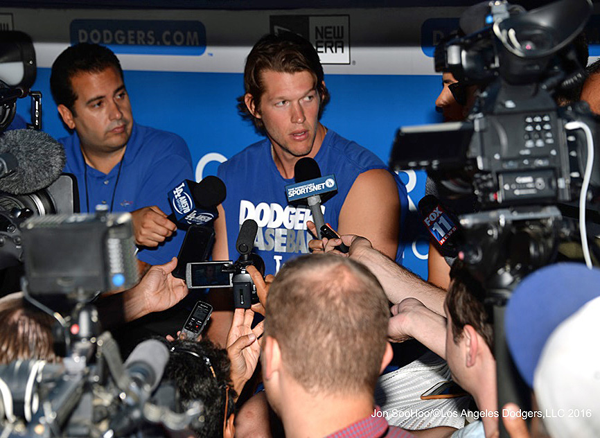 It was immediately apparent during Saturday's media scrum that Kershaw is very upset with his current situation. (Photo credit - Jon SooHoo)