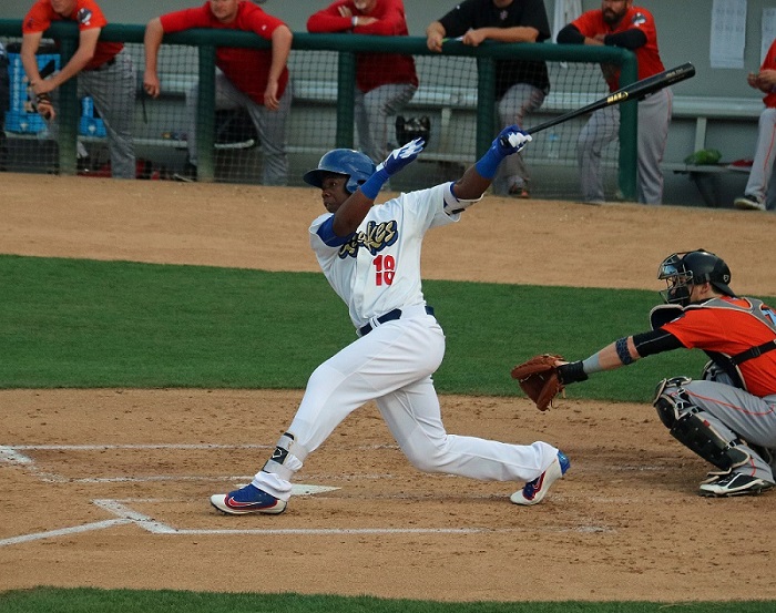 As it turned out, Mieses' three-run-home-run in the bottom of the second inning would be the only offense the Quakes needed on Monday night; but they tacked on nine more runs just for good measure - including a second three-run shot by Mieses. (Photo credit - Ron Cervenka)
