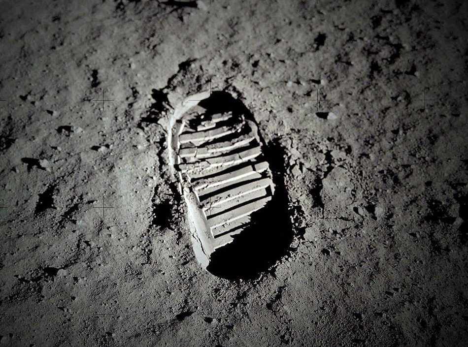 This photograph of Buzz Aldrin's footprint on the moon is perhaps one of the most famouts photographs in history. (NASA photo)