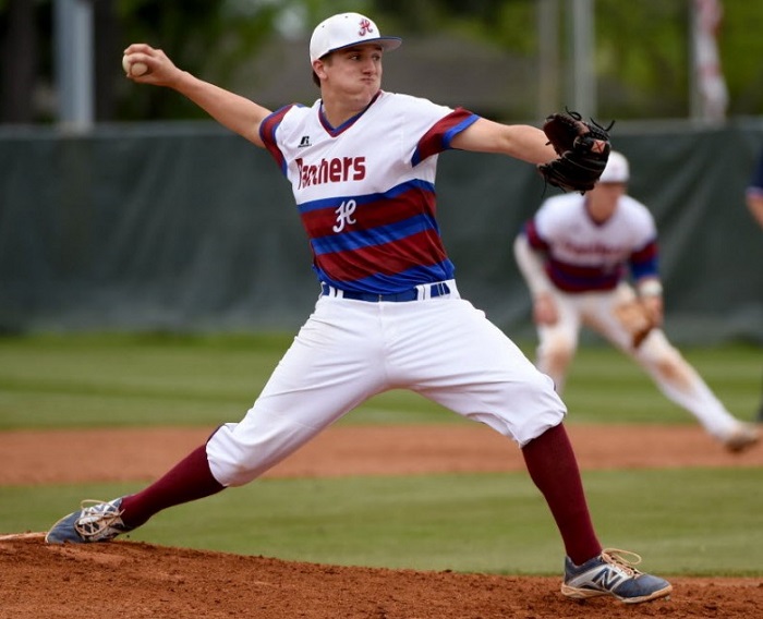 Graham Ashcroft was the Dodgers 12th-round draft pick and is the highest that has yet to sign. The 18-year-old Huntsville High School School right-hander has already committed to Mississippi State University and may be looking to improve his ranking for next year's draft. (Photo credit - Eric Schultz)