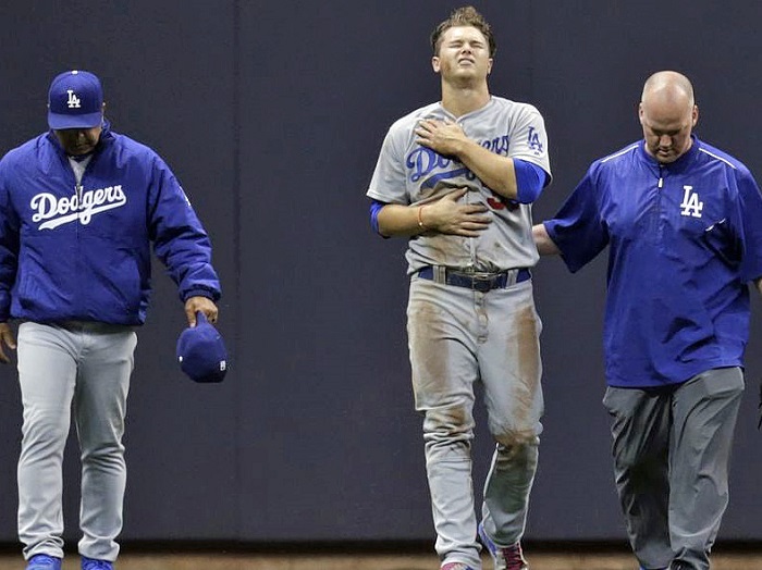 When Pederson injured his right AC joint on June xx, Dodger fans thought the absolute worst. Fortunately his injury was less serious than initially thought. (Getty Images)