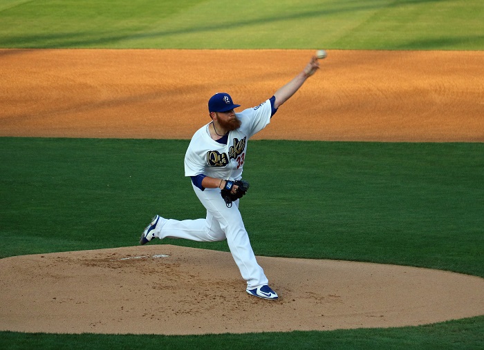 If all goes as planned, rehabbing Dodger Brett Anderson could return to the Dodgers starting rotation as early as Friday, August 12. (Photo credit - Ron Cervenka)