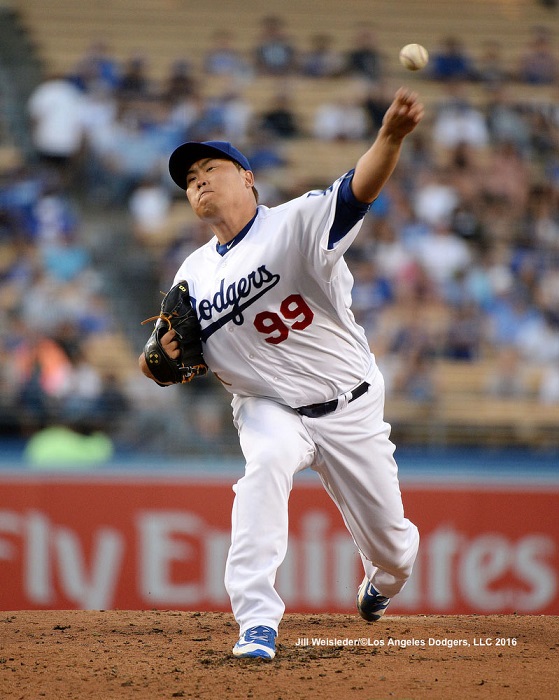 Ryu has made his only start with the Dodgers in two years on July 7, 2016. It did not end well. (Photo credit - Jill Weisleder)