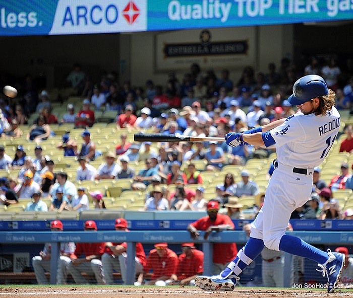 It took eight games but Reddick finally collected his first multi-hit game as a Dodger on Wednesday afternoon at Dodger Stadium. (Photo credit - Jon SooHoo)