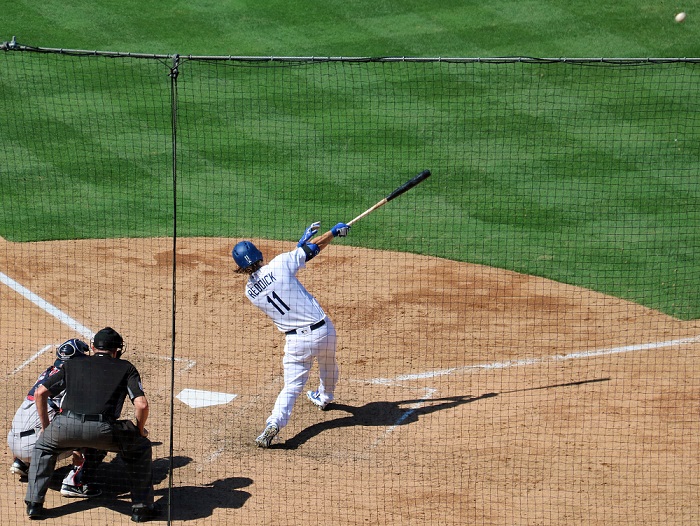 After going 0 for 15 since joining the Dodgers, right fielder Josh Reddick finally collected his first hit on Saturday afternoon - an eighth inning single to right. (Photo credit - Ron Cervenka)