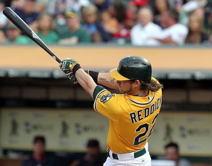 Although Reddick's overall number may not be a huge upgrade of those of Yasiel Puig, his .341 batting average with runners in scoring position immediately puts him as the best on the team in that category. (Photo credit - Lance Iversen)