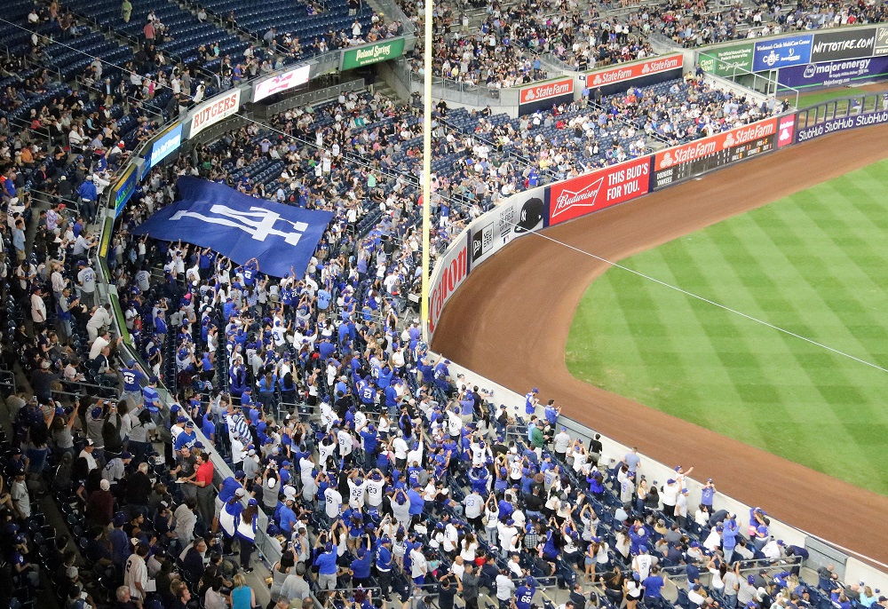 Although there's no official statistic for it on Baseball_Reference.com, there is a very good chance that the 1,113 members of Pantone 294 that traveled across the country for the Dodgers-Yankees series is the largest organized group to ever do so. (Photo credit - Ron Cervenka)