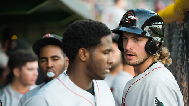 In spite of a first-inning three-run home run by right fielder D.J. Peters (right), the Loons fell to the Clinton Lumberjacks by a final score of 16-6 in Game-1 of the Midwest League Division Series on Wednesday. (Photo courtesy of Great Lakes Loons)
