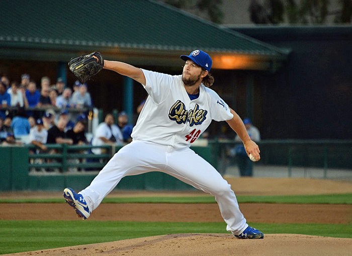 Kershaw allowed no runs and only one hit in his three rehab innings on Saturday night at LoanMart Field. He also struck out five of the 10 batters he faced. (Photo credit - Jill Weisleder)