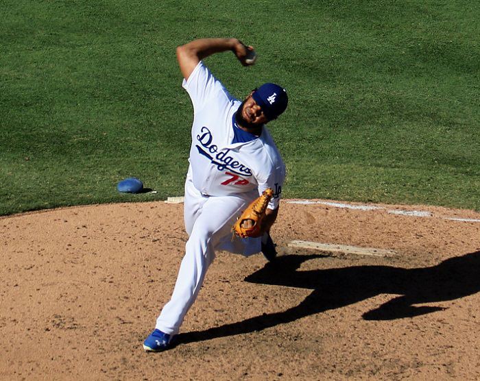 Dodgers closer Kenley Jansen finished the regular season with 47 saves - tied with Nationals closer Mark Melancon. (Photo credit - Ron Cervenka)