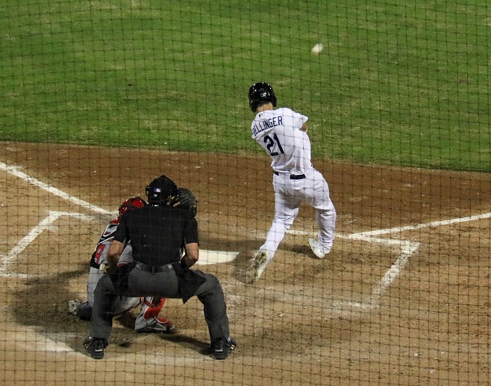 Cody Bellinger absolutely crushed this two-run monster home run in last weeks Fall Stars Game in the Arizona Fall League. The 21-year-old Dodgers number one ranked prospect is expected to be invited to major league spring training camp in February. (Photo credit - Ron Cervenka)