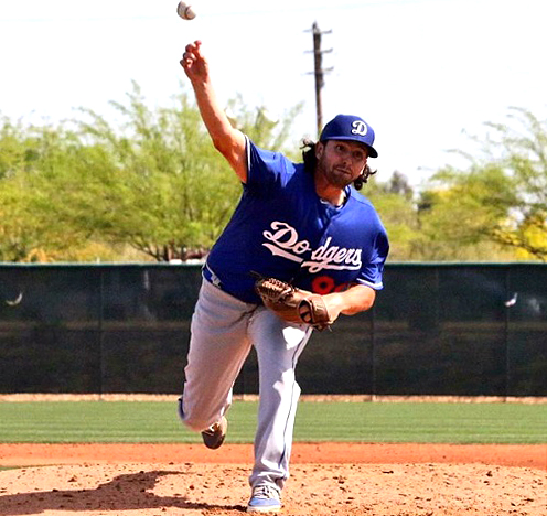 With the realization that Dodgers closer Kenley Jansen may be lost to free agency, Dodgers minor league right-hander Joe Broussard has proven himself a worthy closer in his own right. He tied for the lead in this year's AFL with five saves. (Photo courtesy of @joe_boo21)